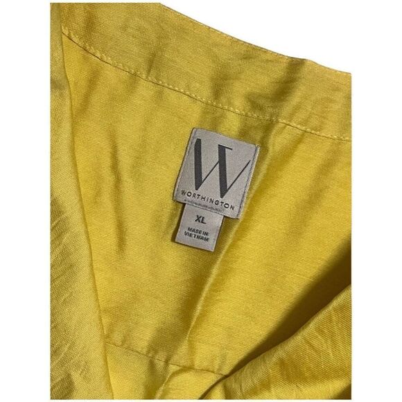 NWT WORTHINGTON Blouse Women’s XL Imperial Gold Yellow Short Sleeve V-Neck Top - Picture 10 of 11